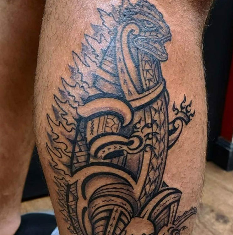 Godzilla tribal tattoo