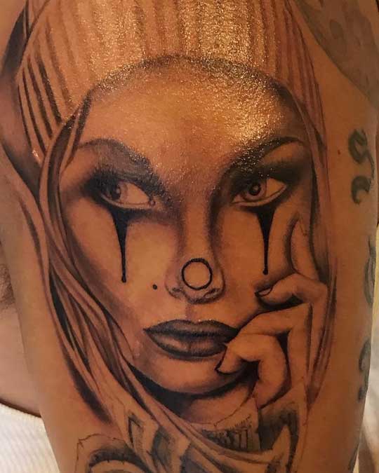 Maui guest tattoo artist Abel- clownface girl